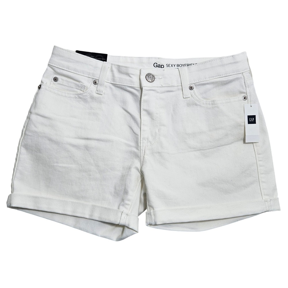 Gap Sexy Boyfriend Shorts Womens 2/26 White Low Rise Cuffed Denim 830021-00-1
